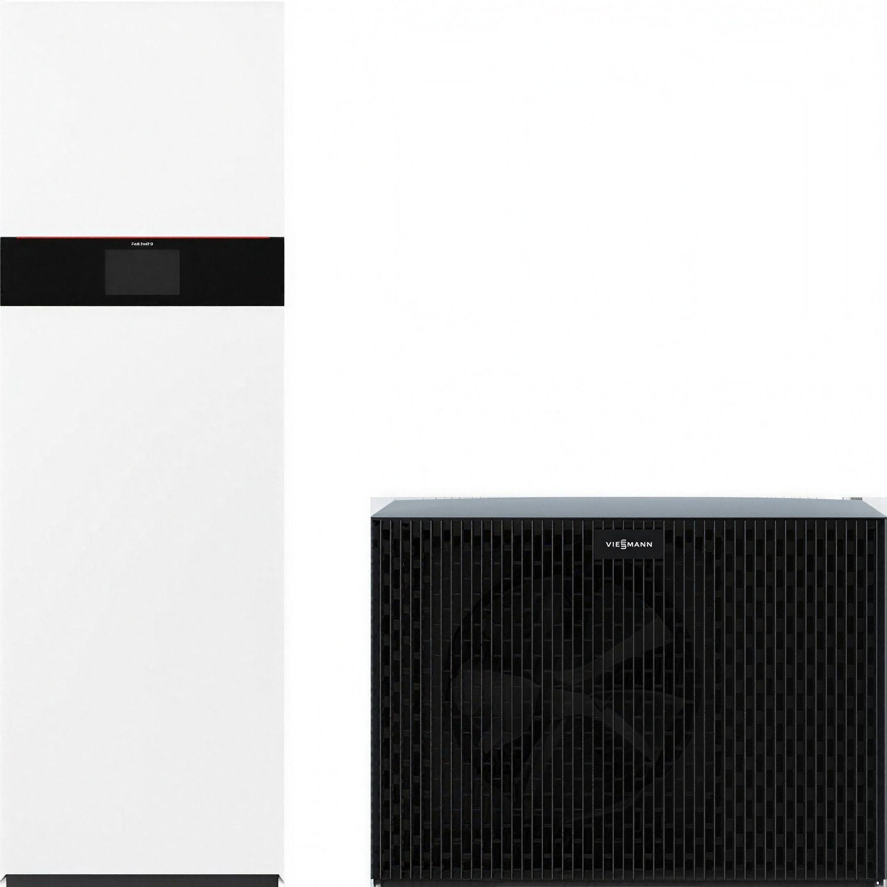 Viessmann Vitocal 222-S: Inneneinheit mit Speicher und Außeneinheit der Wärmepumpe